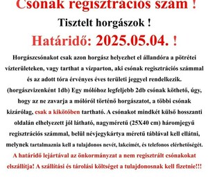 Csónak regisztrációs szám ! Csónak regisztrációs szám !